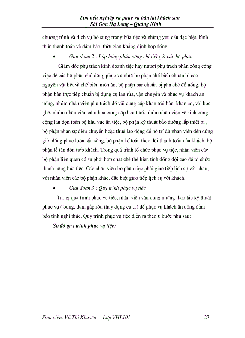 image for page Tìm hiểu nghiệp vụ phục vụ bàn tại khách sạn Sài Gòn Hạ Long