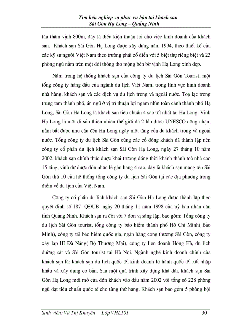 image for page Tìm hiểu nghiệp vụ phục vụ bàn tại khách sạn Sài Gòn Hạ Long