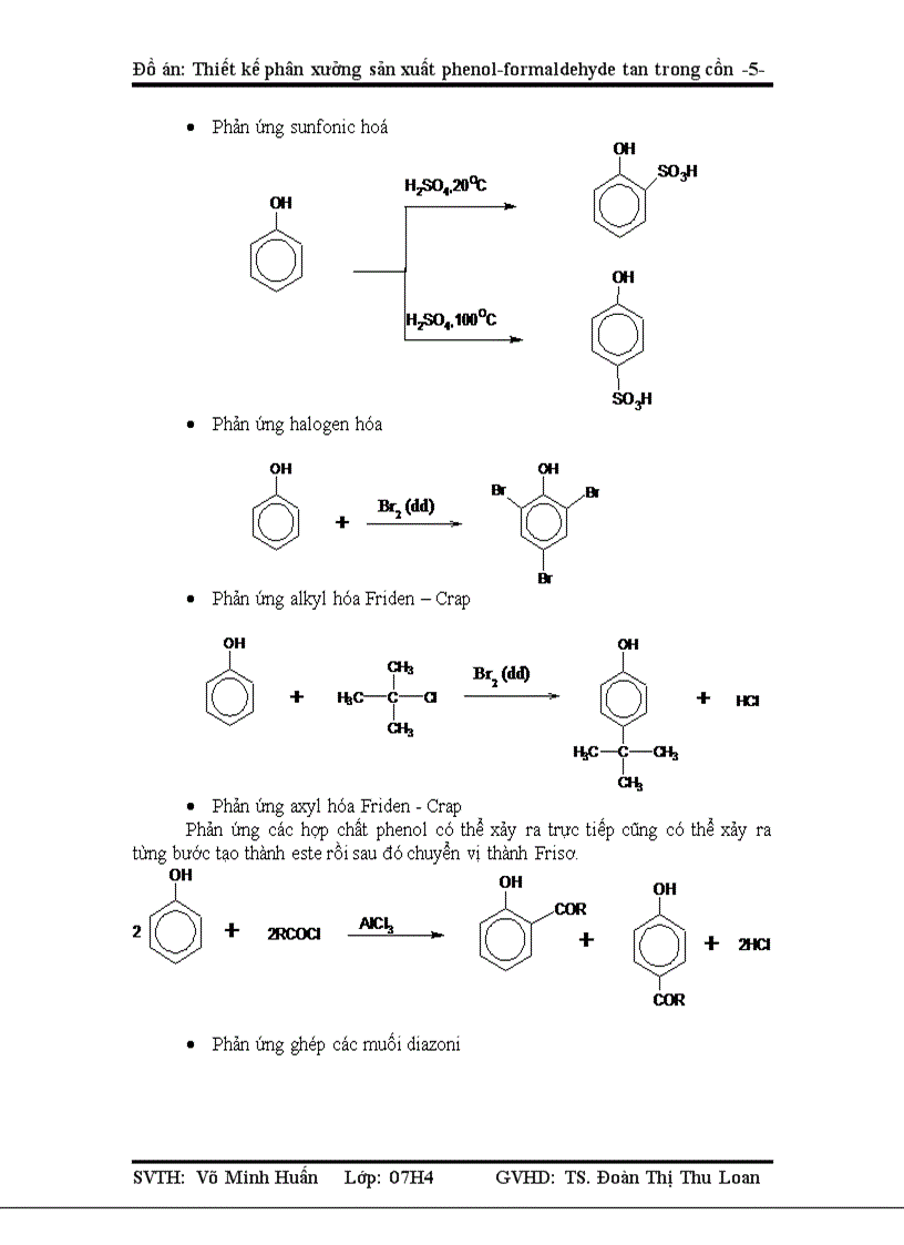 Thiết kế phân xưởng sản xuất phenol formaldehyde tan trong cồn