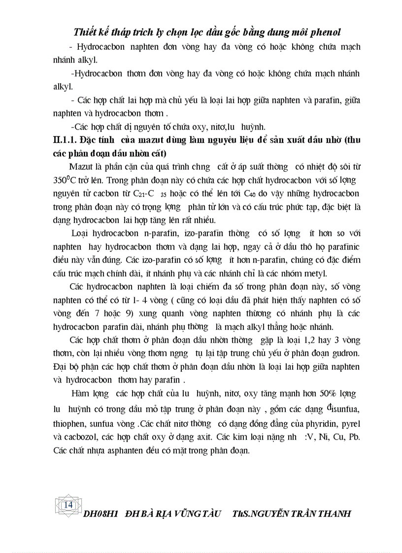 image for page Thiết kế tháp trích ly chọn lọc dầu nhờn gốc bằng dung môi phenol năng suất 700 000 tấn năm