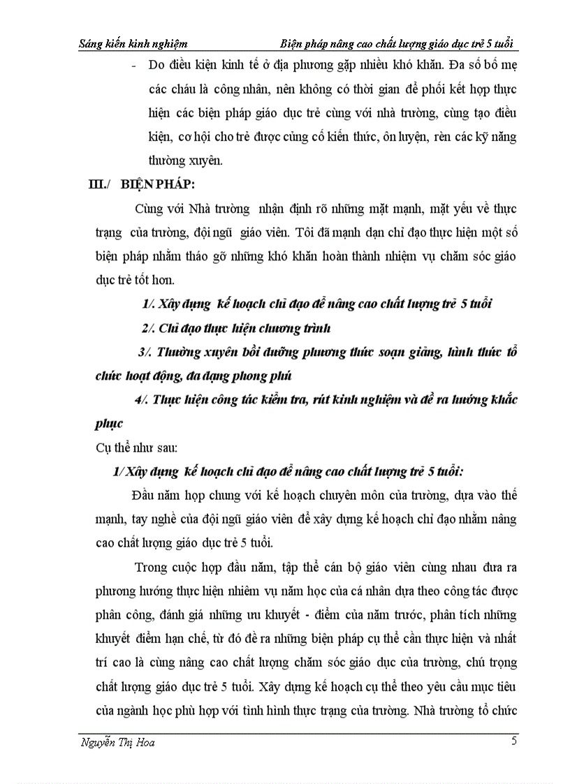 Một vài biện pháp nâng cao chất lượng giáo dục trẻ 5 tuổi