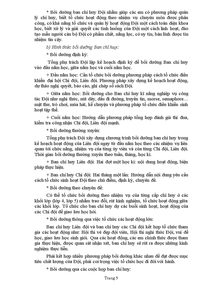 image for page Một số biện pháp lựa chọn và bồi dưỡng ban chỉ huy đội