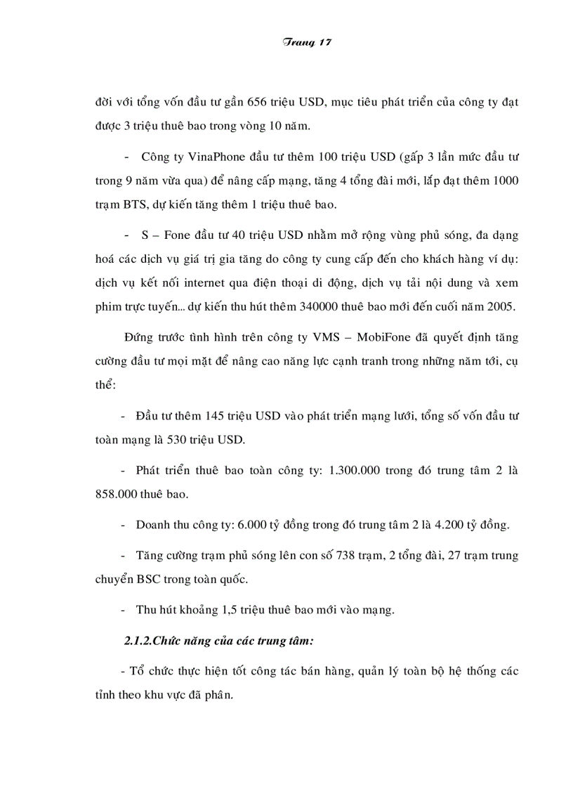 image for page Giải pháp nâng cao chất lượng dịch vụ di động của Trung tâm thông tin di động khu vực II Công ty VMS Mobiphone