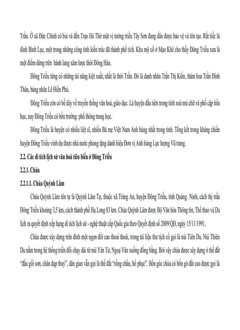 image for page Tìm hiểu các di tích lịch sử văn hoá ở huyện Đông Triều Quảng Ninh phục vụ cho phát triển du lịch