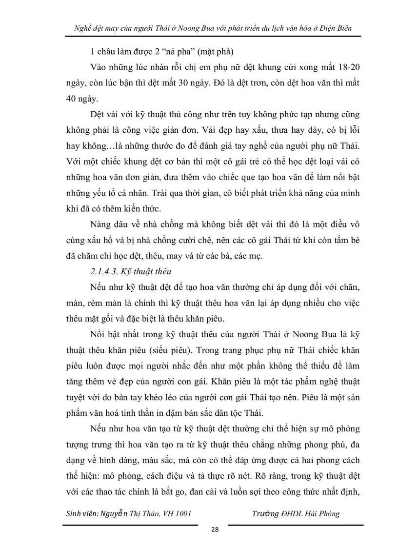 image for page Nghề dệt may của người Thái ở Noong Bua với phát triển du lịch văn hóa ở Điện Biên