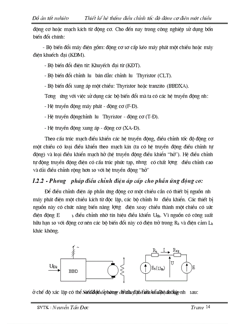 image for page Thiết kế hệ thống điều chỉnh tốc độ động cơ điện 1 chiều