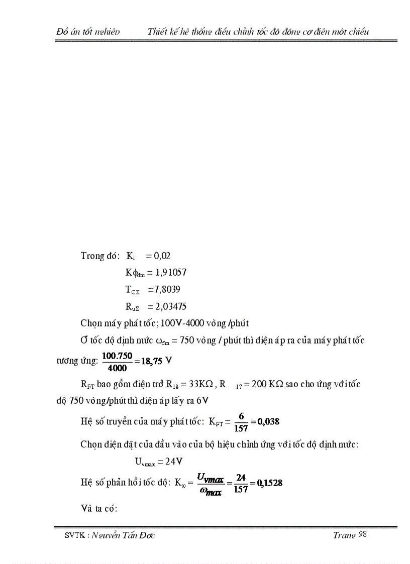 image for page Thiết kế hệ thống điều chỉnh tốc độ động cơ điện 1 chiều