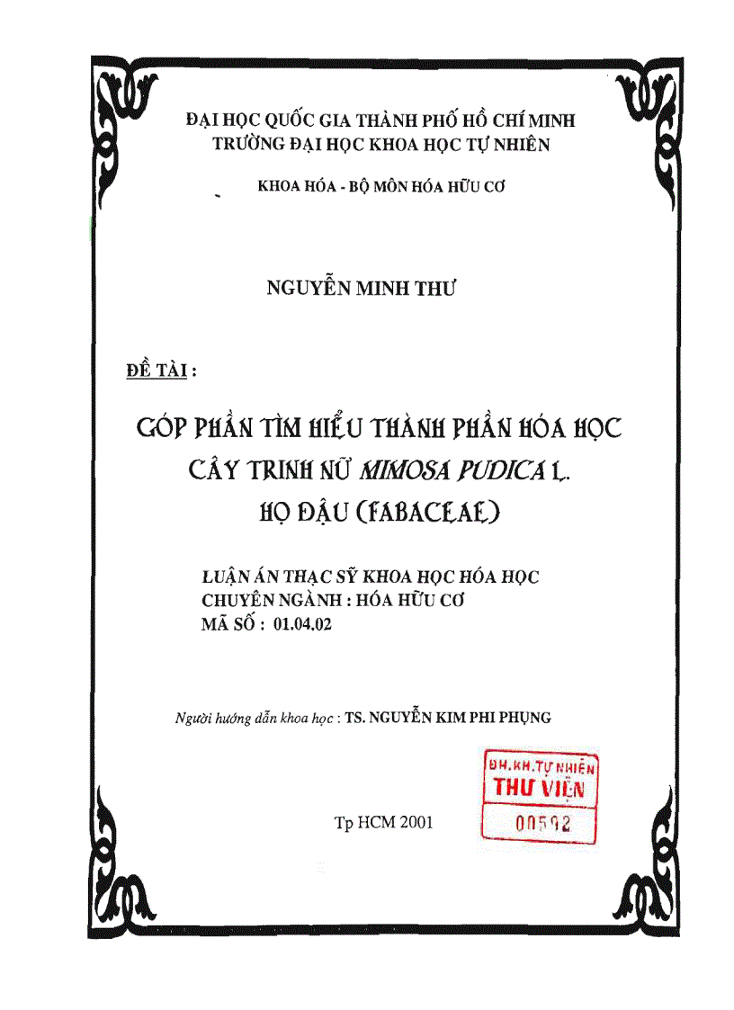 image for page Góp phần tìm hiểu thành phần hóa học cây trinh nữ mimosa pudical Họ đậu fabaceae