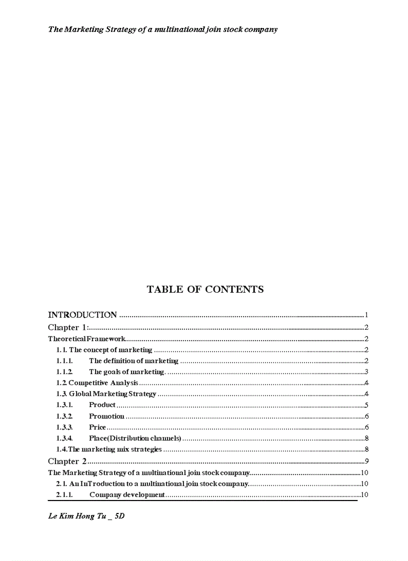 image for page The Marketing Strategy of a multinational join stock company