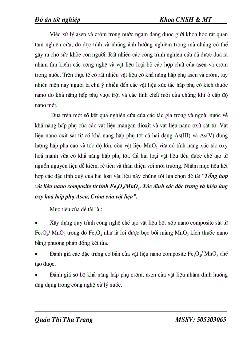 image for page Tổng hợp vật liệu nano composite từ tính Fe3O4 MnO2 Xác định các đặc trưng và hiệu ứng oxy hoá hấp phụ Asen Crôm của vật liệu
