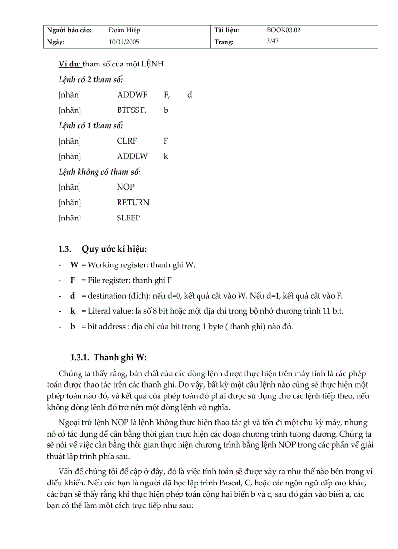 image for page Hướng dẫn về tập lệnh PIC Midrange