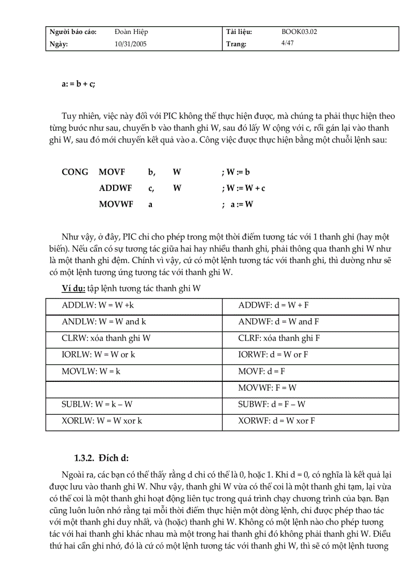 image for page Hướng dẫn về tập lệnh PIC Midrange