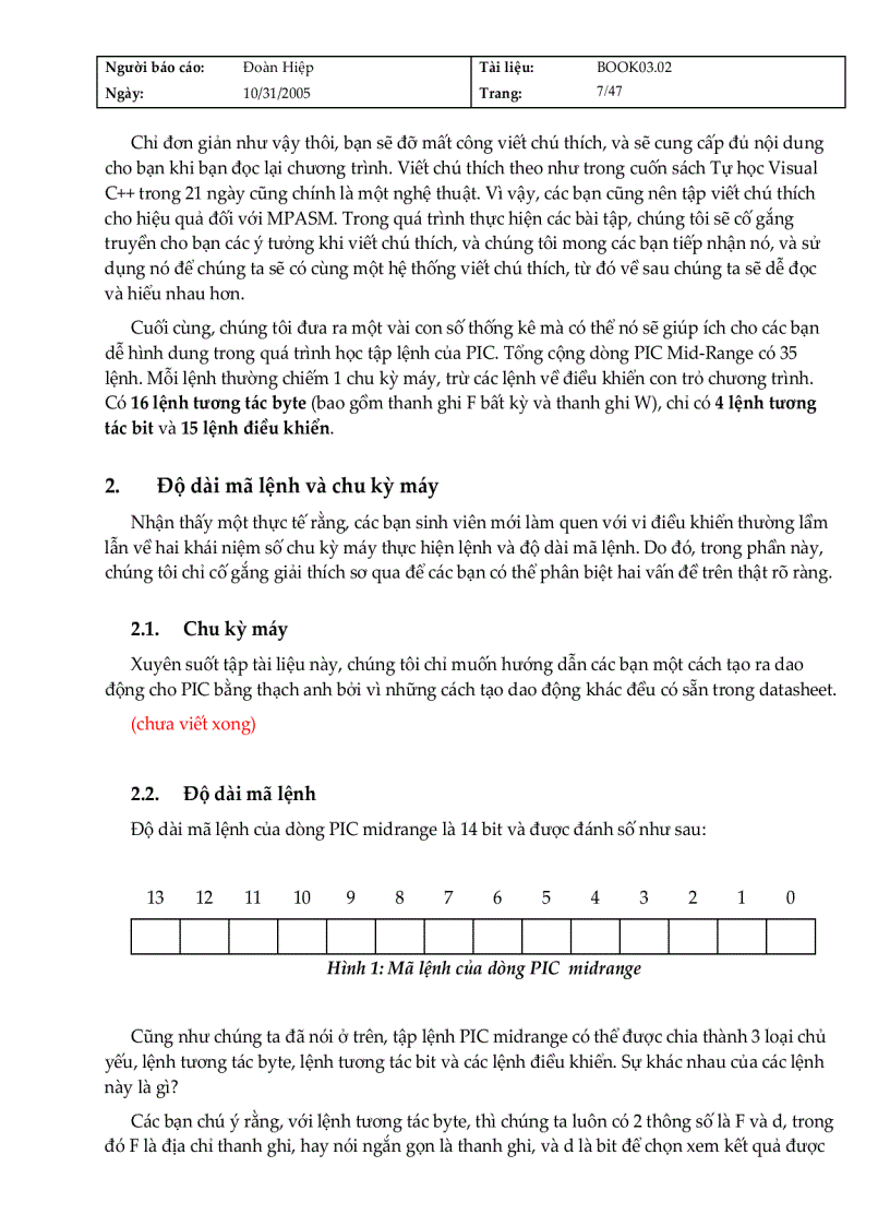 image for page Hướng dẫn về tập lệnh PIC Midrange