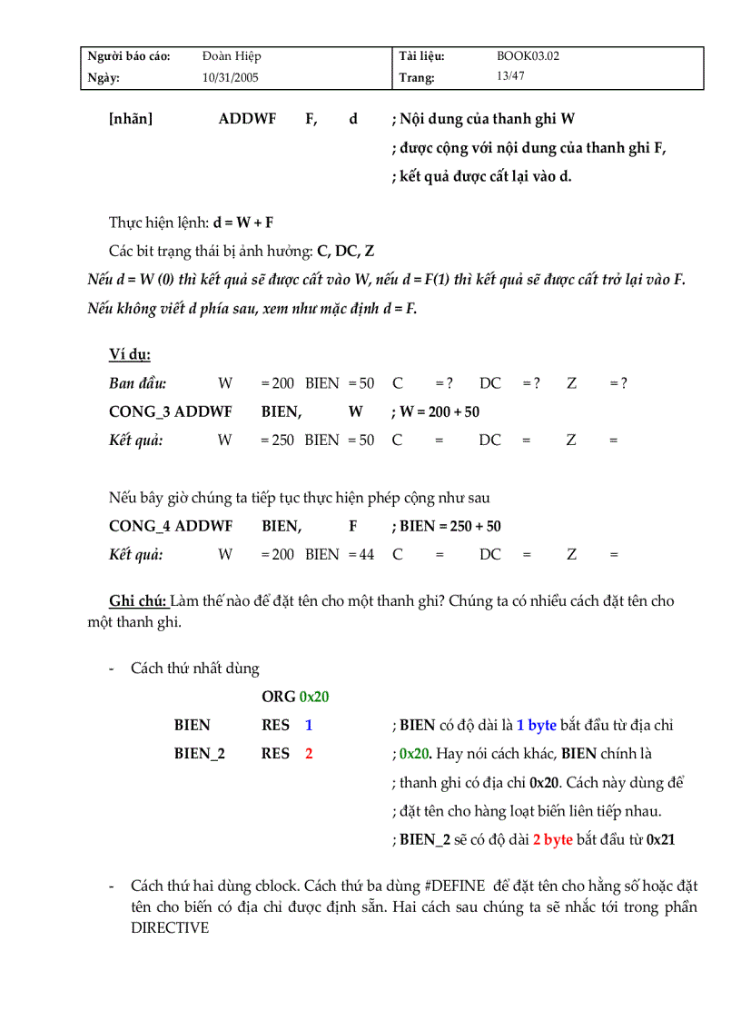 image for page Hướng dẫn về tập lệnh PIC Midrange
