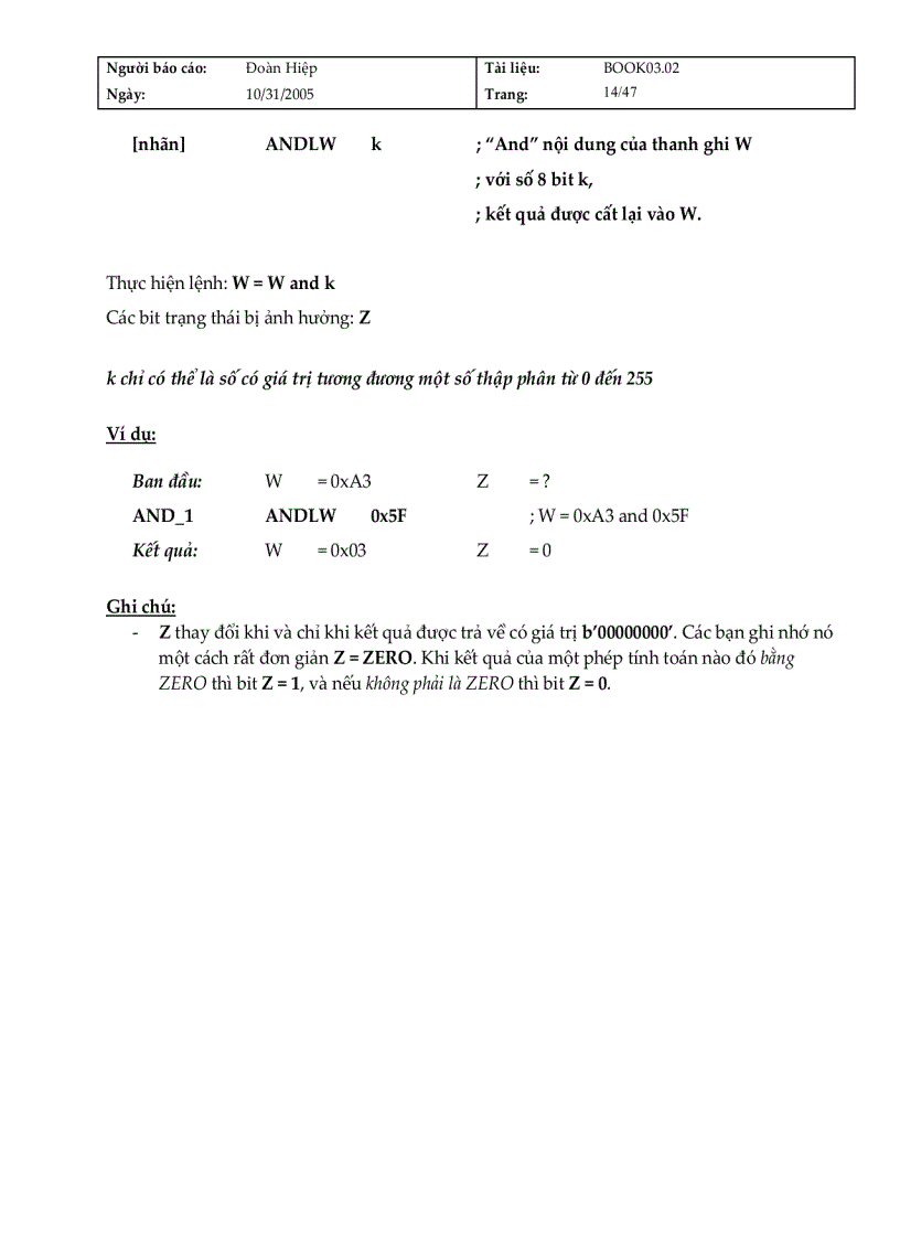 image for page Hướng dẫn về tập lệnh PIC Midrange