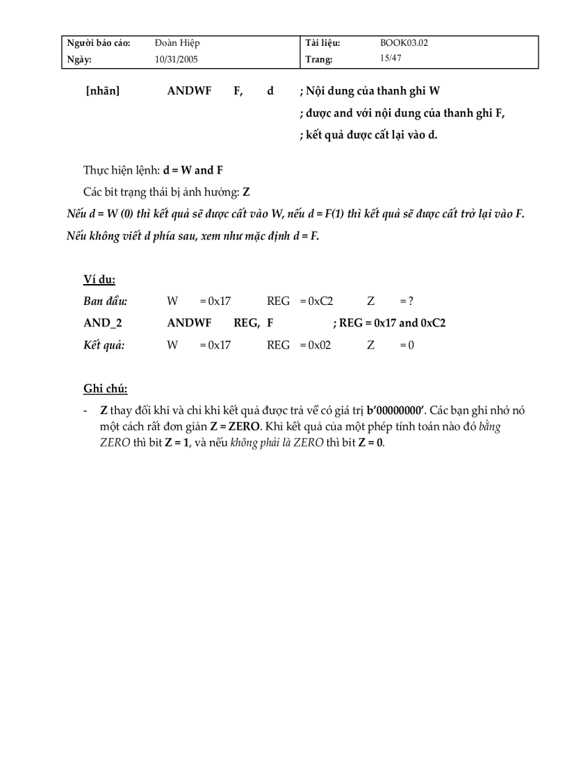 image for page Hướng dẫn về tập lệnh PIC Midrange