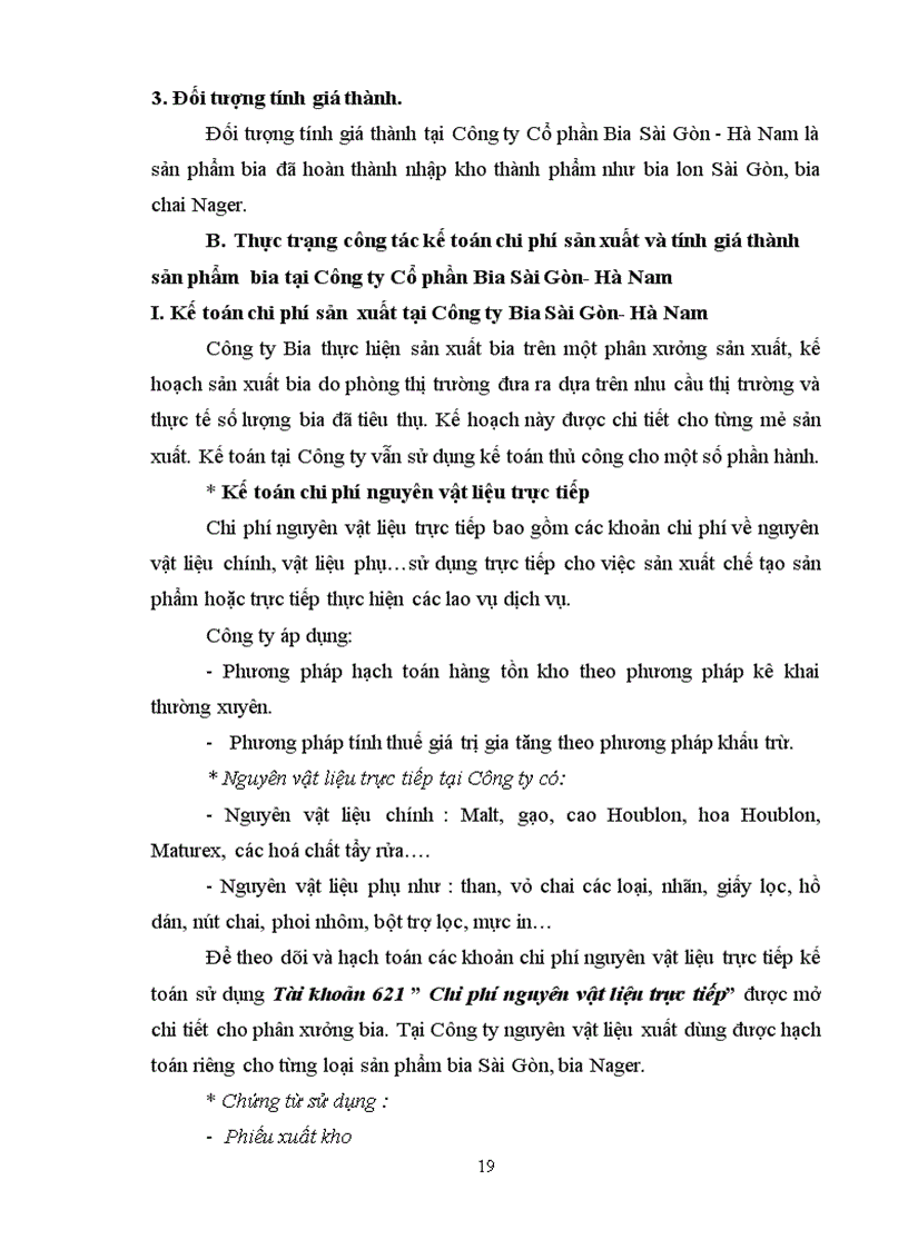 image for page Chuyên đề tốt nghiệp công tác kế toán chi phí sản xuất và tính giá thành sản phẩm bia tại Công ty Cổ phần Bia Sài Gòn Hà Nam