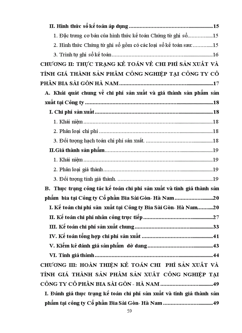 image for page Chuyên đề tốt nghiệp công tác kế toán chi phí sản xuất và tính giá thành sản phẩm bia tại Công ty Cổ phần Bia Sài Gòn Hà Nam