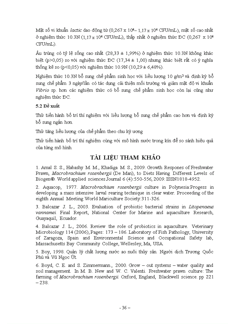 image for page Luâ n văn Ảnh hưởng của chế phẩm sinh học cải thiện môi trường nước ương ấu trùng tôm càng xanh theo qui trình nước xanh cải tiến 201
