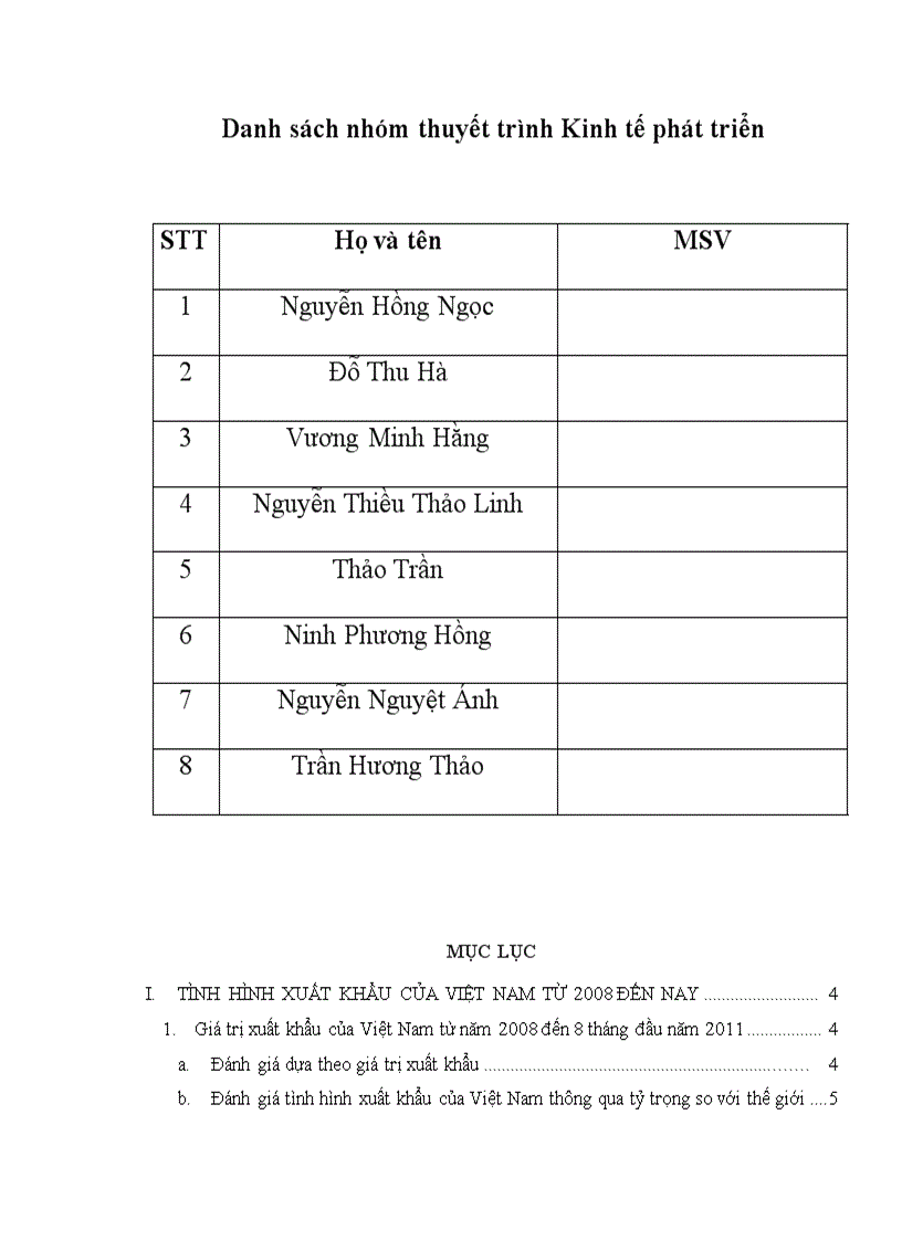 Những tác động của xuất khẩu đến sự phát triển kinh tế ở Việt Nam từ năm 2008 đến nay