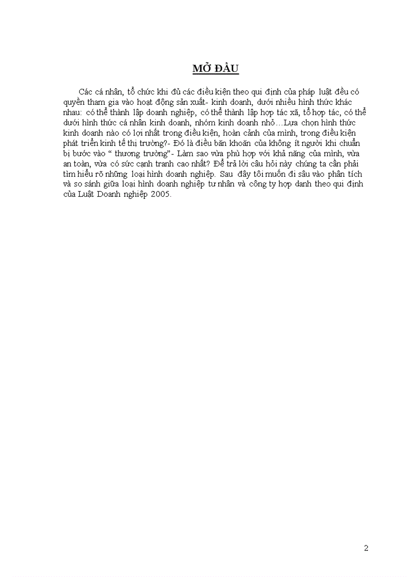 image for page Phân tích và so sánh giữa loại hình doanh nghiệp tư nhân và công ty hợp danh theo qui định của Luật Doanh nghiệp 2005