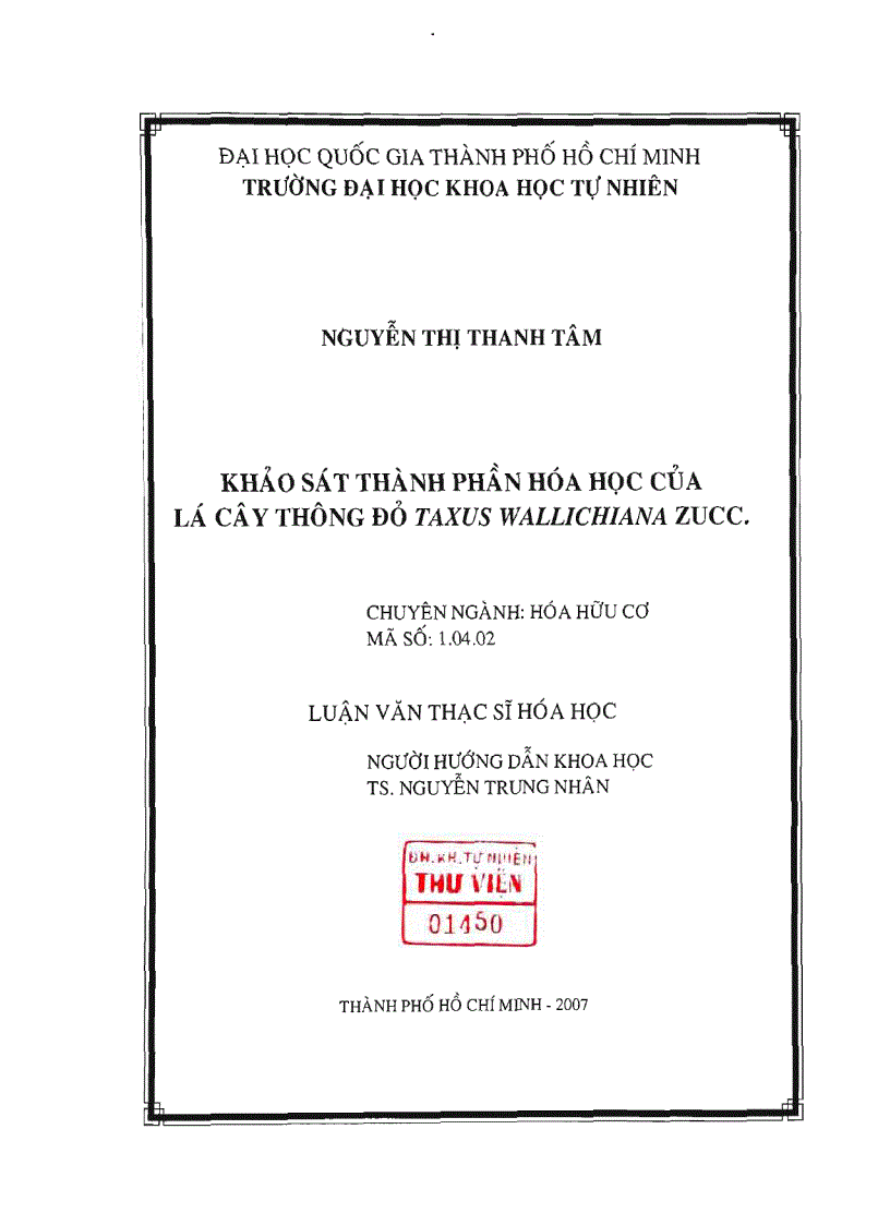 image for page Khảo sát thành phần hóa học của lá cây thông đỏ taxus wallichiana zucc