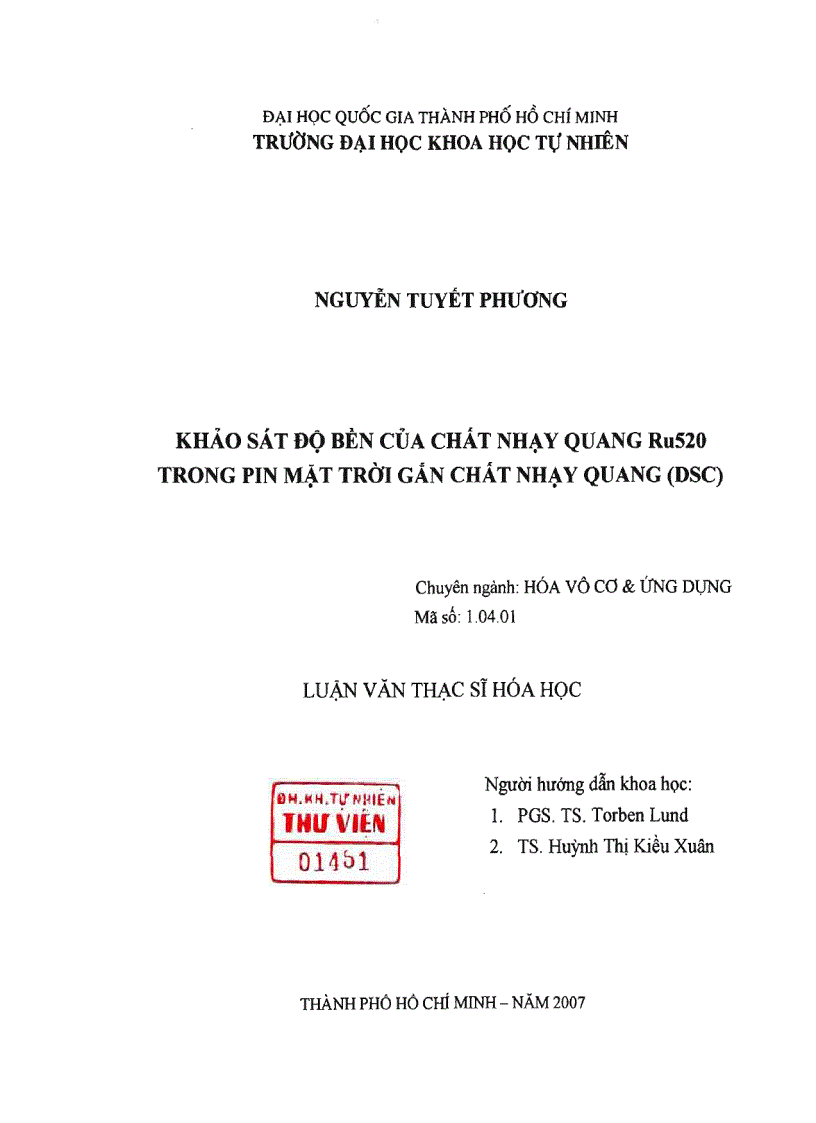 image for page Khảo sát độ bền của chất nhạy quang Ru520 trong pin mặt trời gần chất nhạy quang DSC