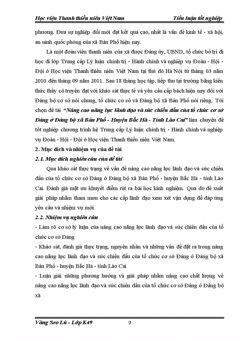 image for page Nâng cao năng lực lãnh đạo và sức chiến đấu của tổ chức cơ sở Đảng ở Đảng bộ xã Bản Phố Huyện Bắc Hà Tỉnh Lào Cai