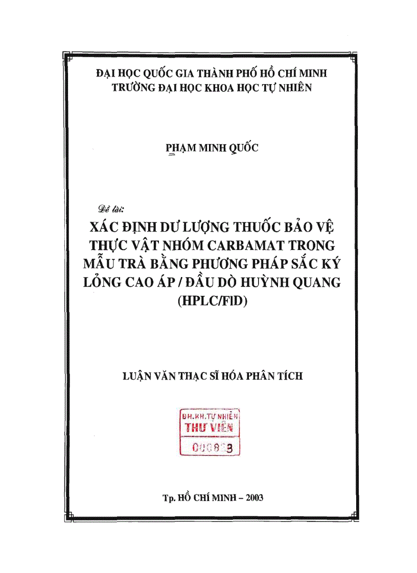 image for page Xác định dư lượng thuốc bảo vệ thực vật nhóm carbamat trong mẫu trà bằng phương pháp sắc ký lỏng cao áp đầu dò huỳnh quang hplc fid