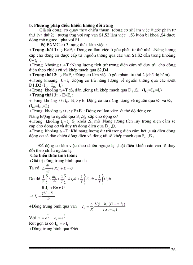 image for page Thiết kế bộ băm xung một chiều có đảo chiều theo nguyên tắc đối xứng để điều chỉnh tốc độ động cơ một chiều kích từ nam châm vĩnh cửu với số liệu cho trước