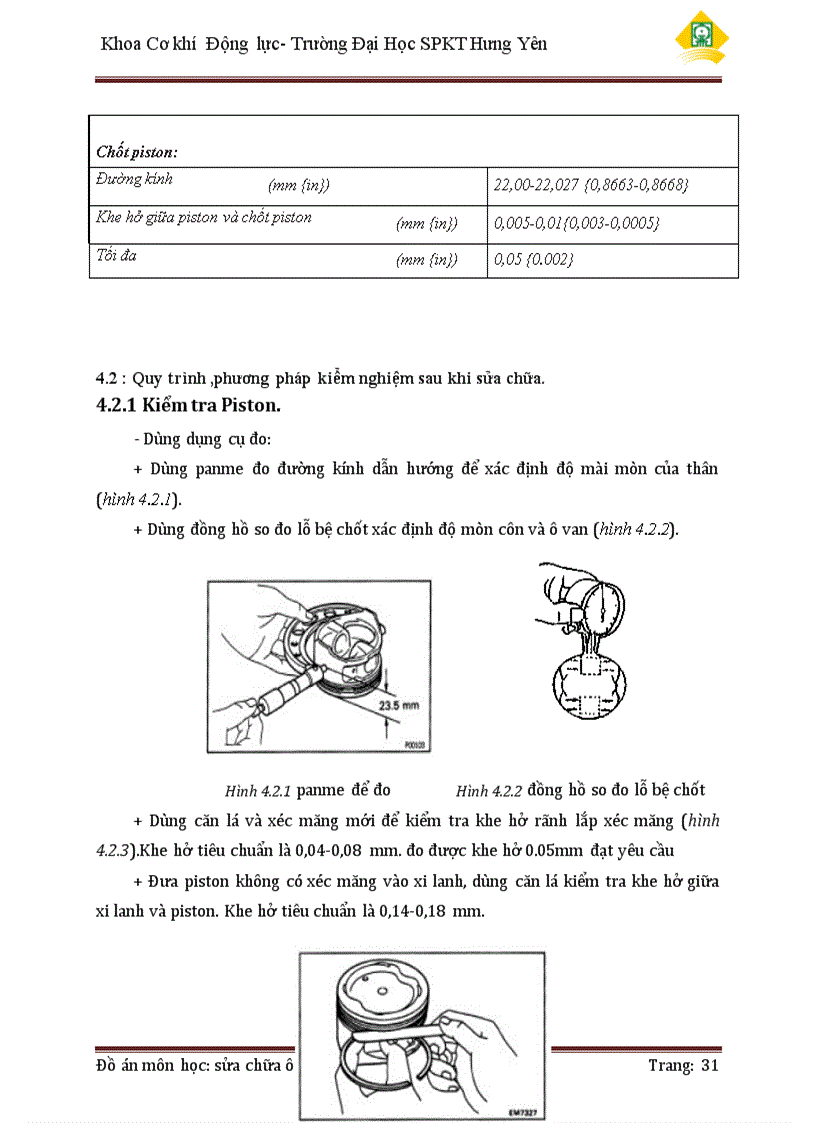 image for page Xây dựng quy trình kiểm tra sửa chữa nhóm piston