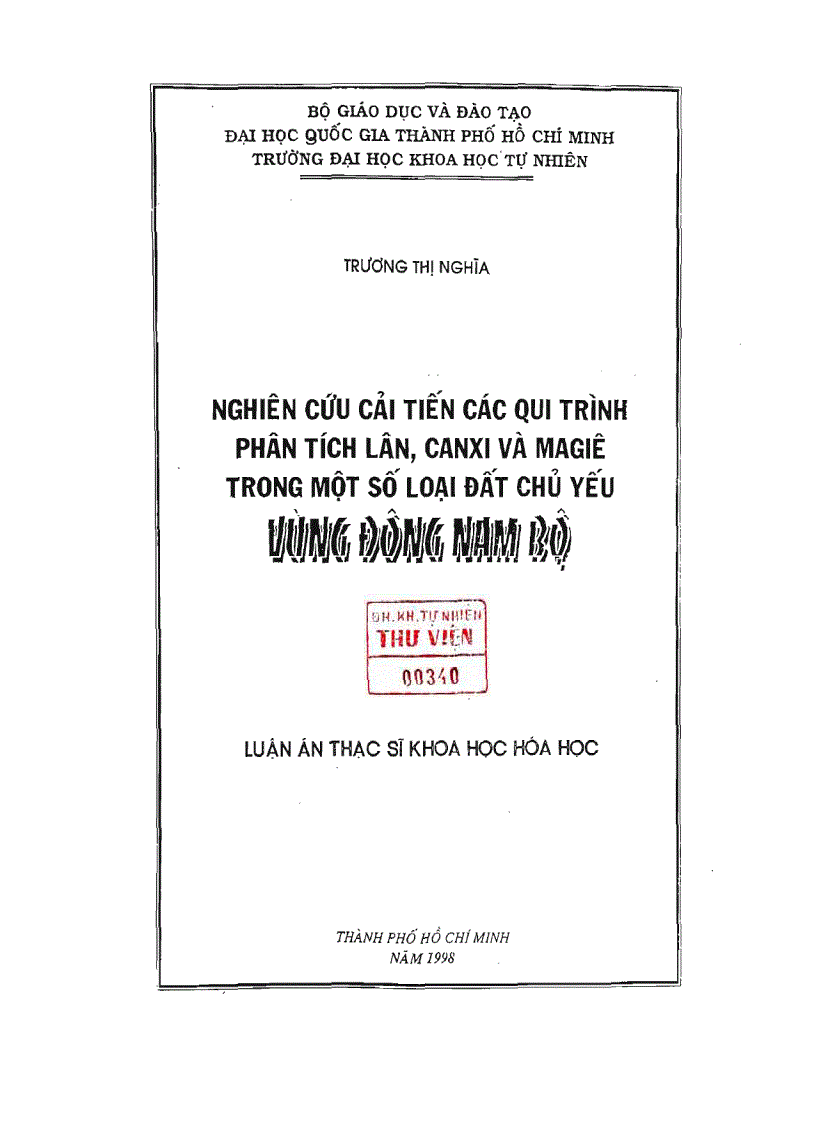 image for page Nghiên cứu cải tiến quy trình phân tích phân lân canxi và magiê trong một số loại đất chủ yếu vùng đông nam bộ