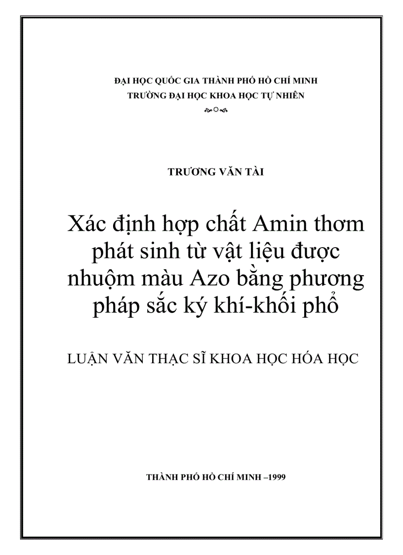 image for page Xác định hợp chất amin thơm phát sinh từ vật liệu được nhuộm màu azo bằng phương pháp sắc ký khí khối phổ