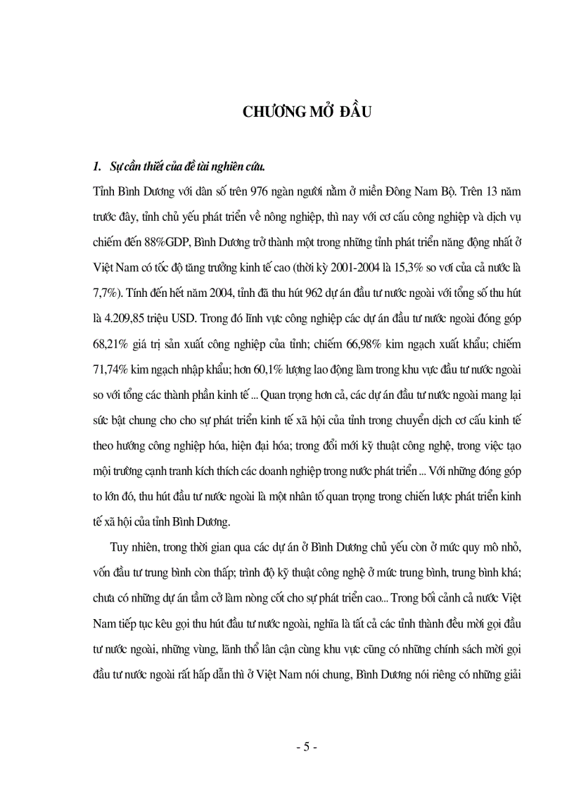 Giải pháp nâng cao khả năng vốn đầu tư nước ngoài trong quá trình phát triển kinh tế xã hội tỉnh Bình Dương giai đoạn 2006 2010