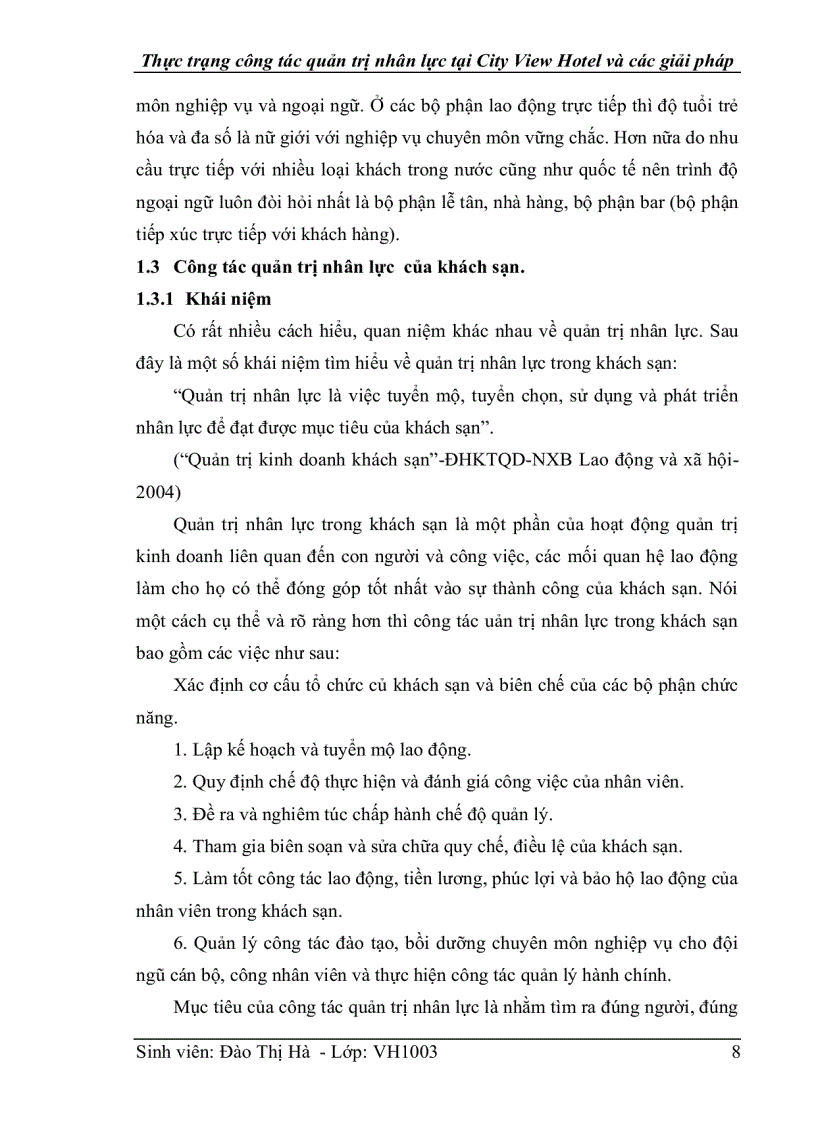 image for page Thực trạng công tác quản trị nhân lực tại khách sạn City View và một số giải pháp hoàn thiện