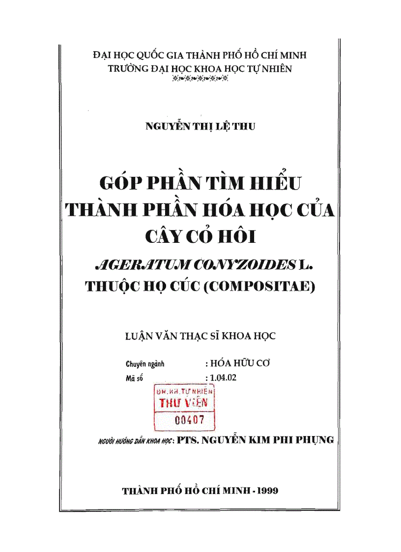 image for page Góp phần tìm hiểu thành phần hóa học của cây cỏ hôi ageratum conyzoides l Thuộc họ cúc compositae