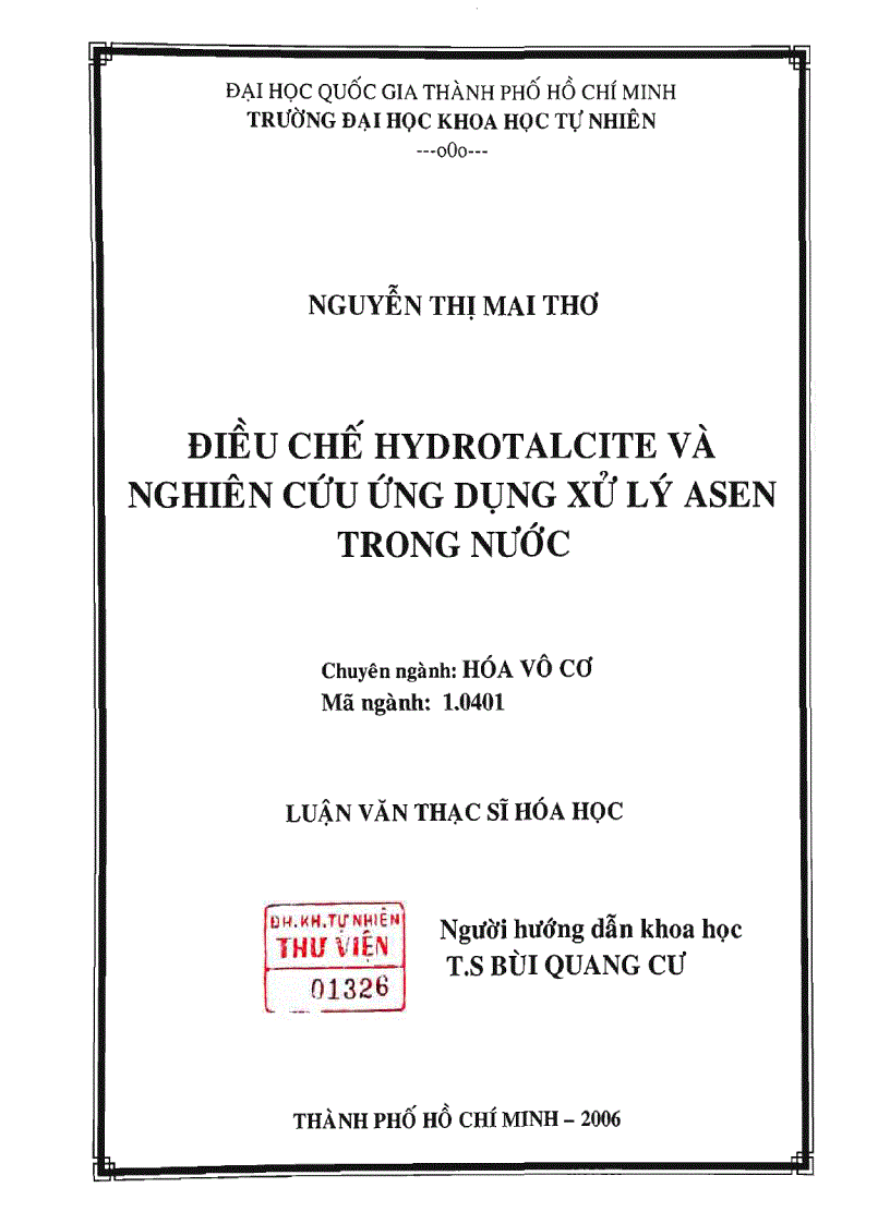 image for page Điều chế hydrotalcite và nghiên cứu ứng dụng xử lý asen trong nước