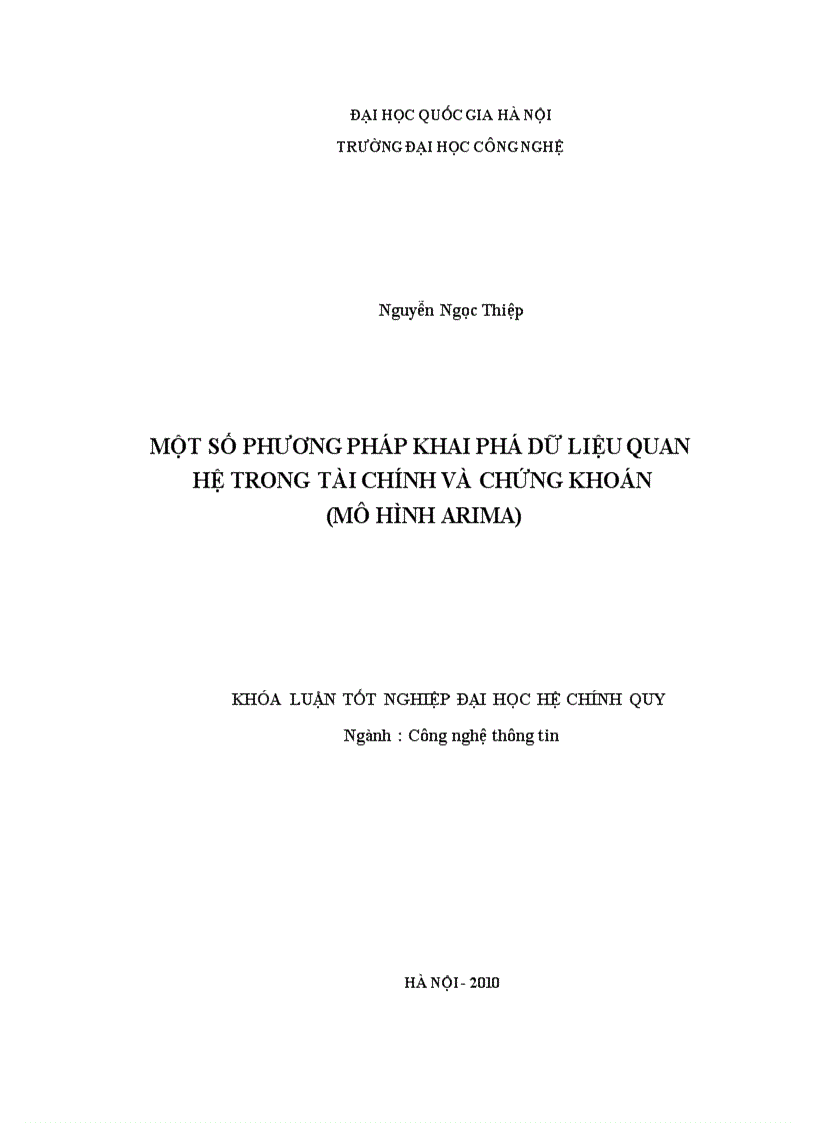 image for page Một số phương pháp khai phá dữ liệu quan hệ trong tài chính và chứng khoán mô hình arima
