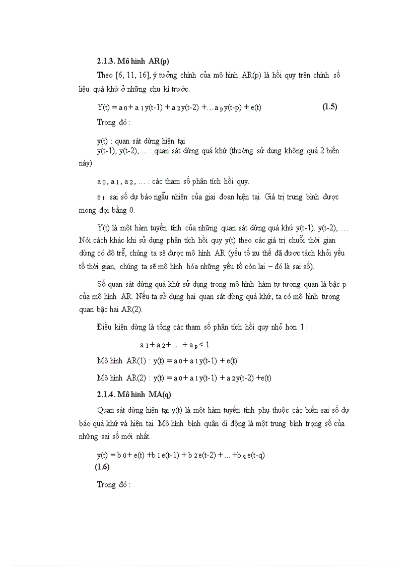 image for page Một số phương pháp khai phá dữ liệu quan hệ trong tài chính và chứng khoán mô hình arima