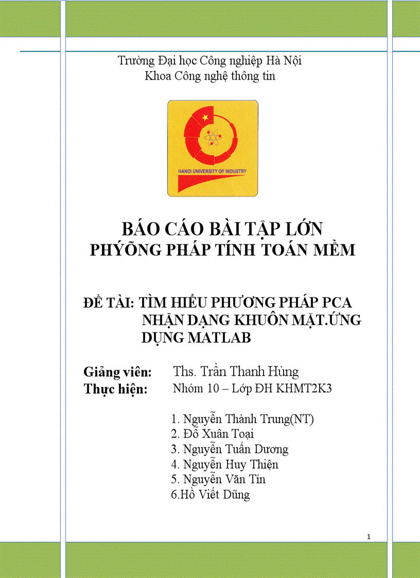 Tìm hiểu phương pháp pca nhận dạng khuôn mặt ứng dụng matlab