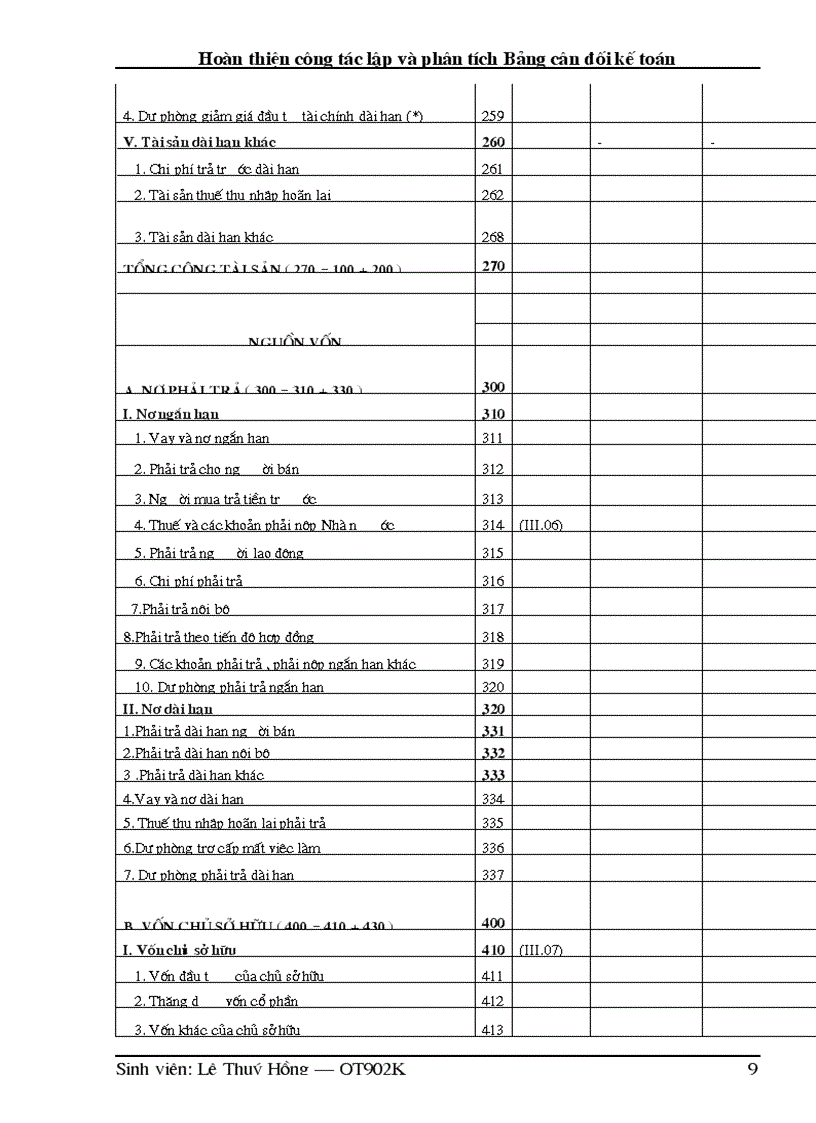 image for page Hoàn thiện công tác lập và phân tích Bảng cân đối kế toán công ty TNHH Phương Nam