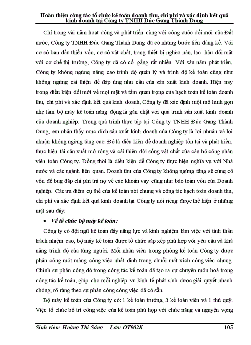 image for page Hoàn thiện công tác tổ chức kế toán doanh thu chi phí và xác định kết quả kinh doanh tại Công ty TNHH Đúc Gang Thành Dung