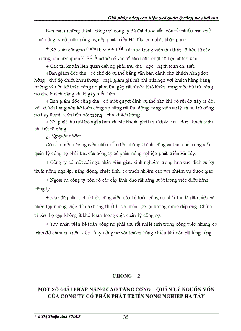image for page Nâng cao quản lý công nợ tại Công ty cổ phần phát triển nông nghiệp Hà Tây thực trạng và giải pháp