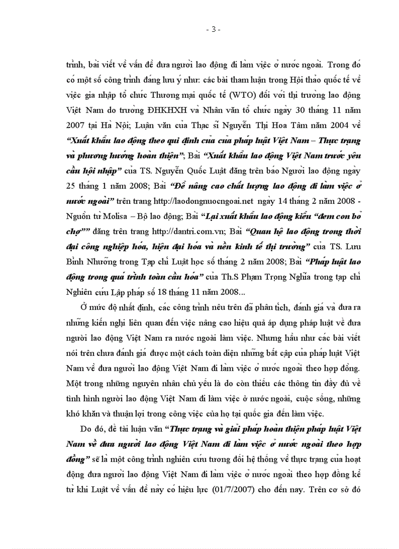 Thực trạng và giải pháp hoàn thiện pháp luật Việt Nam về đưa người lao động Việt Nam đi làm việc ở nước ngoài theo hợp đồng