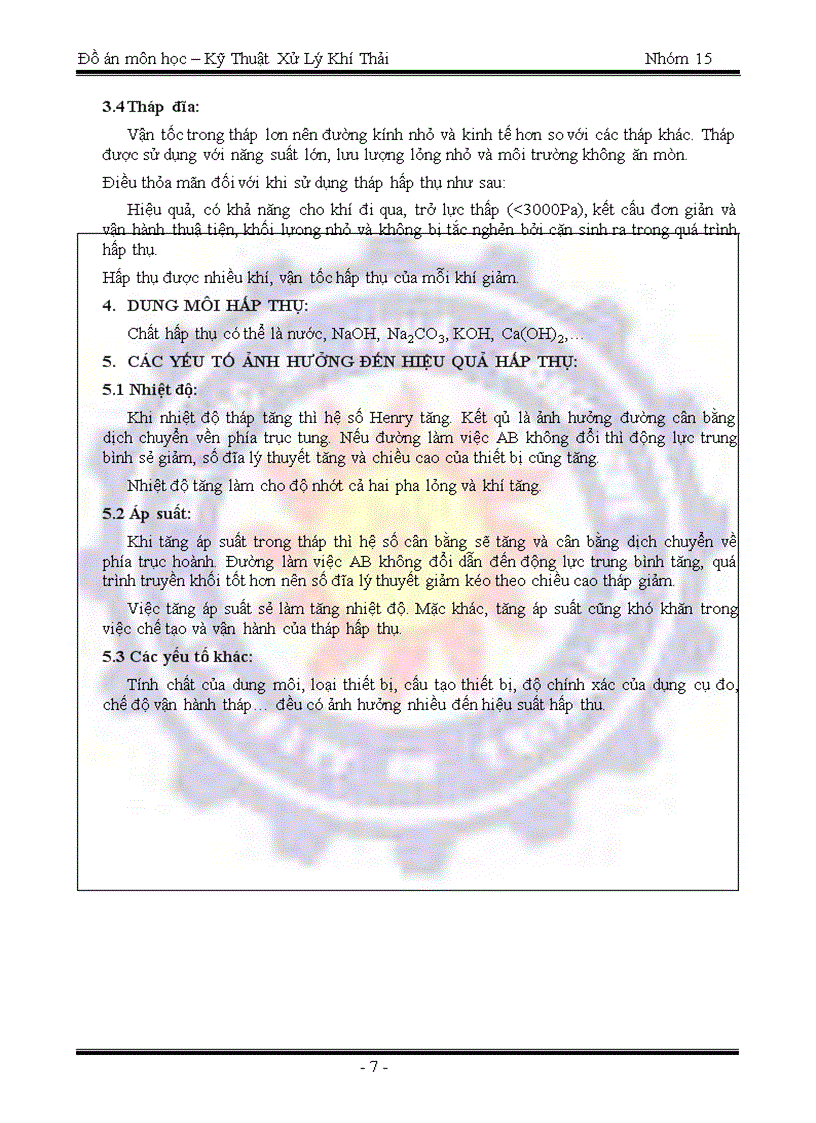 image for page Tính toán thiết kế hệ thống xử lý khí thải chứa HCL bằng dung môi là nước