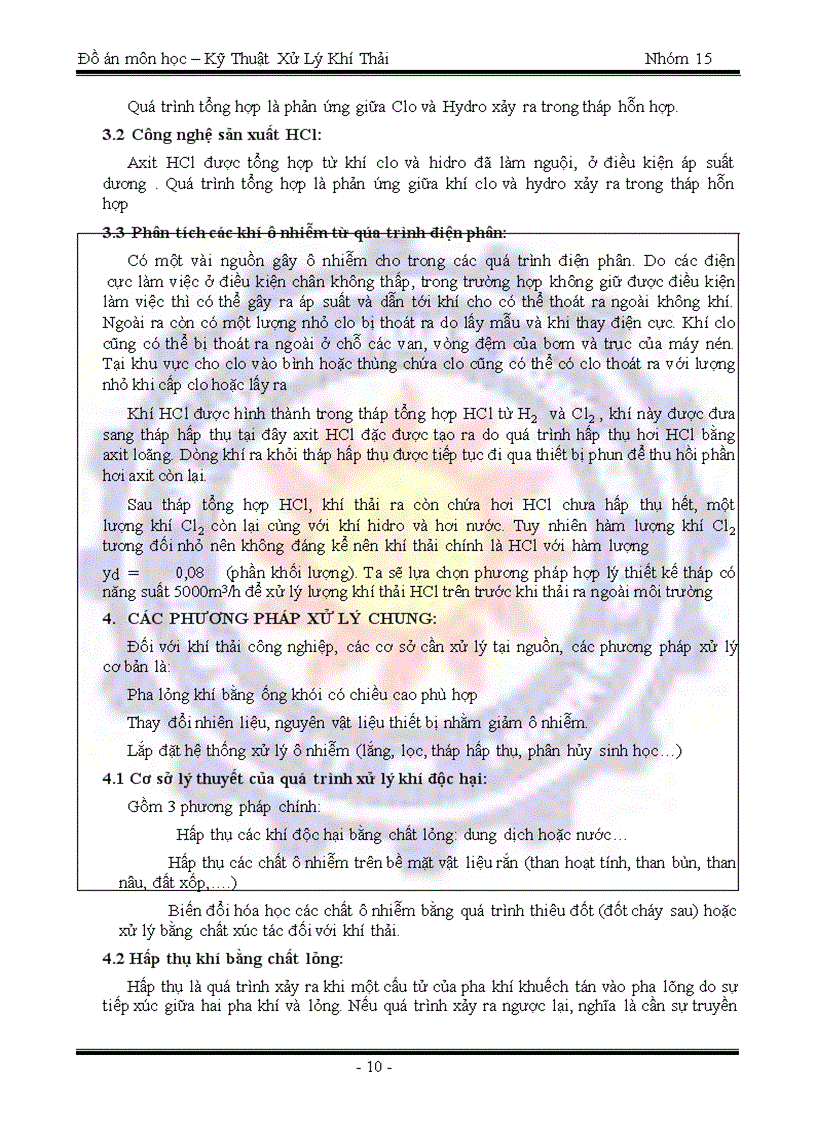 image for page Tính toán thiết kế hệ thống xử lý khí thải chứa HCL bằng dung môi là nước