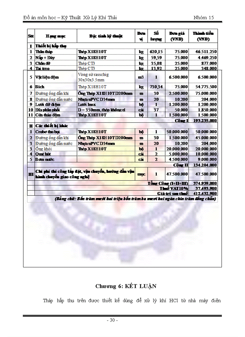 image for page Tính toán thiết kế hệ thống xử lý khí thải chứa HCL bằng dung môi là nước
