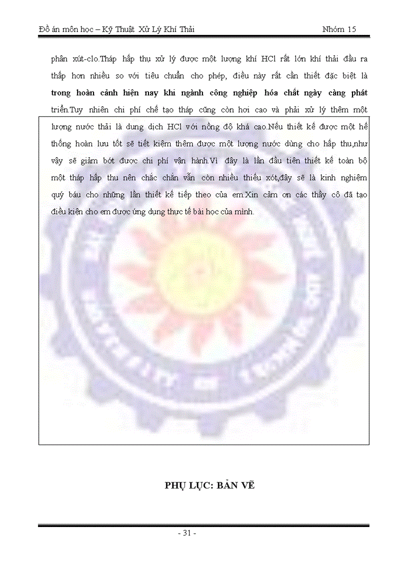 image for page Tính toán thiết kế hệ thống xử lý khí thải chứa HCL bằng dung môi là nước