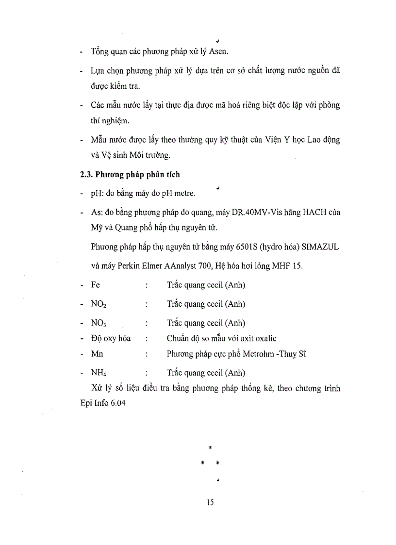 image for page Nghiên cứu phát hiện Asen nitrit trong nước giếng khoan Thăm dò khả năng xử lý Asen trong phòng thí nghiệm
