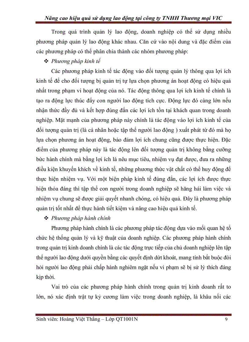 image for page Nâng cao hiệu quả sử dụng lao động tại công ty TNHH Thương mại VIC